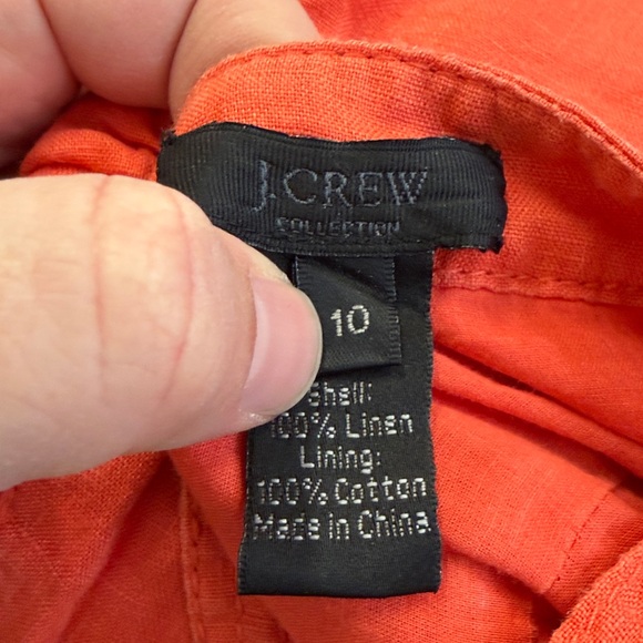 J Crew Talitha Orange 100% Linen Full Maxi Dress Size 10 - Picture 5 of 7